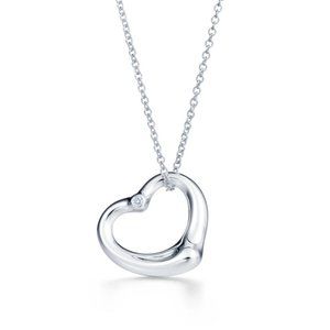 Tiffany & Co. Diamond Necklace Elsa Peretti Open Heart Pendant on a 16" Chain
